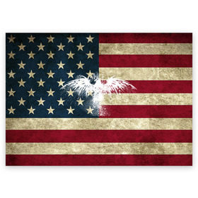 Поздравительная открытка с принтом Флаг США с белым орлом , 100% бумага | плотность бумаги 280 г/м2, матовая, на обратной стороне линовка и место для марки
 | usa | америка | американец | америки | звездно полосатый | необычный | нью йорк | орел | соединенные | сша | флаг | штаты | янки