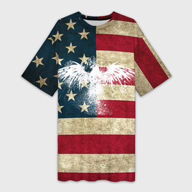 Платье-футболка 3D с принтом Флаг США с белым орлом ,  |  | usa | америка | американец | америки | звездно полосатый | необычный | нью йорк | орел | соединенные | сша | флаг | штаты | янки