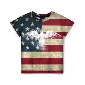 Детская футболка 3D с принтом Флаг США с белым орлом , 100% гипоаллергенный полиэфир | прямой крой, круглый вырез горловины, длина до линии бедер, чуть спущенное плечо, ткань немного тянется | usa | америка | американец | америки | звездно полосатый | необычный | нью йорк | орел | соединенные | сша | флаг | штаты | янки