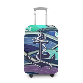 Чехол для чемодана 3D с принтом Моряк , 86% полиэфир, 14% спандекс | двустороннее нанесение принта, прорези для ручек и колес | blue | брызги | вмф | вода | военный | волны | капли | море | океан