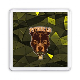 Магнит 55*55 с принтом Pitbulls , Пластик | Размер: 65*65 мм; Размер печати: 55*55 мм | Тематика изображения на принте: dog | pitbulls | абстракция | геометрия | животные | собака | треугольники | цепь