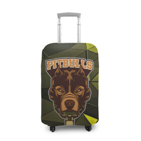 Чехол для чемодана 3D с принтом Pitbulls , 86% полиэфир, 14% спандекс | двустороннее нанесение принта, прорези для ручек и колес | dog | pitbulls | абстракция | геометрия | животные | собака | треугольники | цепь