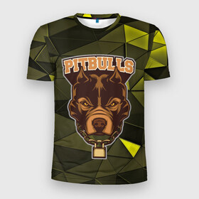 Мужская футболка 3D спортивная с принтом Pitbulls , 100% полиэстер с улучшенными характеристиками | приталенный силуэт, круглая горловина, широкие плечи, сужается к линии бедра | dog | pitbulls | абстракция | геометрия | животные | собака | треугольники | цепь