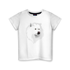 Детская футболка хлопок с принтом Самоед , 100% хлопок | круглый вырез горловины, полуприлегающий силуэт, длина до линии бедер | ездовая собака | ес | лайка | самоедская собака