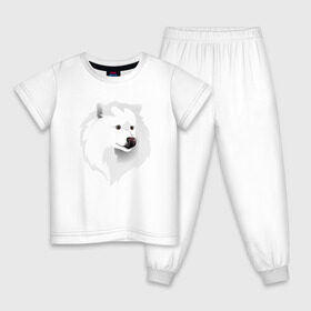 Детская пижама хлопок с принтом Самоед , 100% хлопок |  брюки и футболка прямого кроя, без карманов, на брюках мягкая резинка на поясе и по низу штанин
 | ездовая собака | ес | лайка | самоедская собака