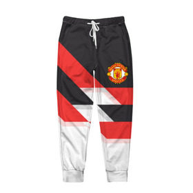 Мужские брюки 3D с принтом Manchester United - Stripe , 100% полиэстер | манжеты по низу, эластичный пояс регулируется шнурком, по бокам два кармана без застежек, внутренняя часть кармана из мелкой сетки | manchester united | stripe | манчестер юнайтед | футбол