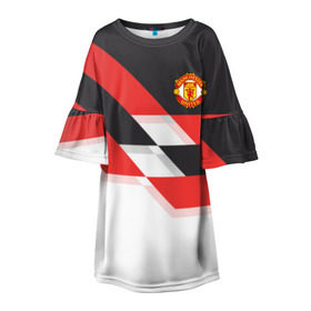 Детское платье 3D с принтом Manchester United - Stripe , 100% полиэстер | прямой силуэт, чуть расширенный к низу. Круглая горловина, на рукавах — воланы | manchester united | stripe | манчестер юнайтед | футбол