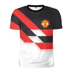 Мужская футболка 3D спортивная с принтом Manchester United - Stripe , 100% полиэстер с улучшенными характеристиками | приталенный силуэт, круглая горловина, широкие плечи, сужается к линии бедра | manchester united | stripe | манчестер юнайтед | футбол