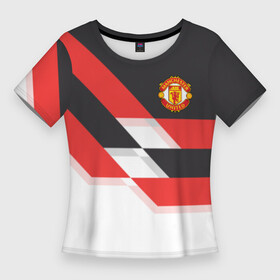 Женская футболка 3D Slim с принтом Manchester United   Stripe ,  |  | manchester united | stripe | манчестер юнайтед | футбол