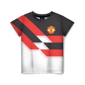 Детская футболка 3D с принтом Manchester United - Stripe , 100% гипоаллергенный полиэфир | прямой крой, круглый вырез горловины, длина до линии бедер, чуть спущенное плечо, ткань немного тянется | manchester united | stripe | манчестер юнайтед | футбол