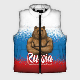 Мужской жилет утепленный 3D с принтом Russian Bear ,  |  | bear | russia | медведь | патриотическая | россия | русский медведь | триколор | флаг рф