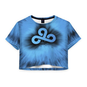 Женская футболка 3D укороченная с принтом Team Cloud9 , 100% полиэстер | круглая горловина, длина футболки до линии талии, рукава с отворотами | cloud9 | csgo | dota. cs | dota2 | team cloud9 | дота | киберспорт | клауд9 | кс | ксго | облака