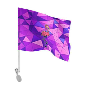 Флаг для автомобиля с принтом Фламинго , 100% полиэстер | Размер: 30*21 см | bird | flyer | fowl | poultry | seabird | triangle | абстракция | животные | птицы | текстуры | тренд | треугольники | фламинго