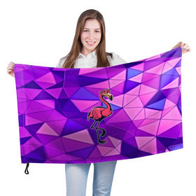Флаг 3D с принтом Фламинго , 100% полиэстер | плотность ткани — 95 г/м2, размер — 67 х 109 см. Принт наносится с одной стороны | bird | flyer | fowl | poultry | seabird | triangle | абстракция | животные | птицы | текстуры | тренд | треугольники | фламинго