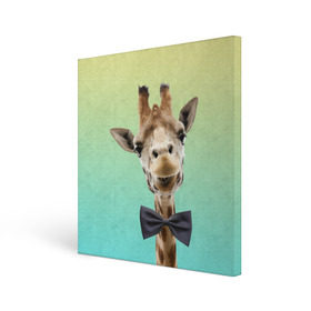Холст квадратный с принтом Жираф и бабочка , 100% ПВХ |  | жираф