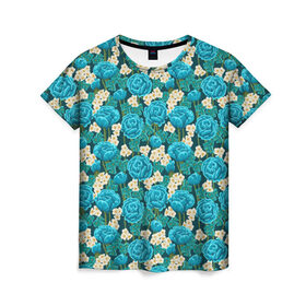 Женская футболка 3D с принтом Цветы , 100% полиэфир ( синтетическое хлопкоподобное полотно) | прямой крой, круглый вырез горловины, длина до линии бедер | flowers | розы | ромашки | цветы
