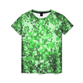 Женская футболка 3D с принтом Камуфляж зеленые соты , 100% полиэфир ( синтетическое хлопкоподобное полотно) | прямой крой, круглый вырез горловины, длина до линии бедер | армия | болото | зеленка | зеленый | камок | камуфляж | лес | маскировка | мундир | натовка | охотник | пазл | прикольный | рыбак | солдат | яркий