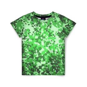Детская футболка 3D с принтом Камуфляж зеленые соты , 100% гипоаллергенный полиэфир | прямой крой, круглый вырез горловины, длина до линии бедер, чуть спущенное плечо, ткань немного тянется | Тематика изображения на принте: армия | болото | зеленка | зеленый | камок | камуфляж | лес | маскировка | мундир | натовка | охотник | пазл | прикольный | рыбак | солдат | яркий