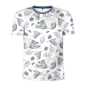 Мужская футболка 3D спортивная с принтом Панда , 100% полиэстер с улучшенными характеристиками | приталенный силуэт, круглая горловина, широкие плечи, сужается к линии бедра | дятел | медведь | мишка | панда | птичка | цветы | ягоды