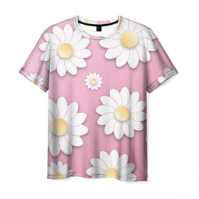 Мужская футболка 3D с принтом Ромашки , 100% полиэфир | прямой крой, круглый вырез горловины, длина до линии бедер | весна | природа | ромашки | цветы