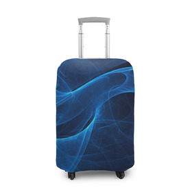 Чехол для чемодана 3D с принтом Дым , 86% полиэфир, 14% спандекс | двустороннее нанесение принта, прорези для ручек и колес | волна | лазер | луч | пламя | синий