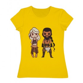 Женская футболка хлопок с принтом Кхалиси и Кхал , 100% хлопок | прямой крой, круглый вырез горловины, длина до линии бедер, слегка спущенное плечо | 