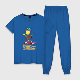 Женская пижама хлопок с принтом Bart to the future , 100% хлопок | брюки и футболка прямого кроя, без карманов, на брюках мягкая резинка на поясе и по низу штанин | back to the future | bart | homer | simpsons | барт | гомер | делореан | марти | машина времени | мультфильм | симпсоны