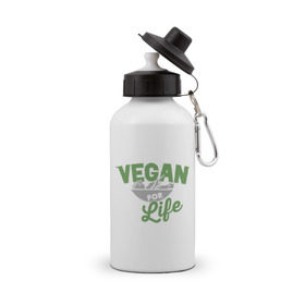 Бутылка спортивная с принтом Vegan for Life , металл | емкость — 500 мл, в комплекте две пластиковые крышки и карабин для крепления | green | vegan | yoga | веган | вегетарианец | вегетарианство | витамины | здоровье | зеленый | зож | йога | овощи | фрукты