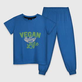 Детская пижама хлопок с принтом Vegan for Life , 100% хлопок |  брюки и футболка прямого кроя, без карманов, на брюках мягкая резинка на поясе и по низу штанин
 | green | vegan | yoga | веган | вегетарианец | вегетарианство | витамины | здоровье | зеленый | зож | йога | овощи | фрукты