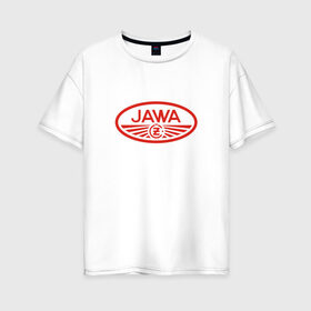 Женская футболка хлопок Oversize с принтом Мотоцикл Jawa логотип , 100% хлопок | свободный крой, круглый ворот, спущенный рукав, длина до линии бедер
 | jawa | мотоцикл | ява