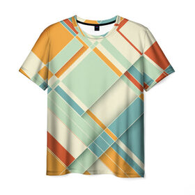 Мужская футболка 3D с принтом Цветные прямоугольники , 100% полиэфир | прямой крой, круглый вырез горловины, длина до линии бедер | прямоугольники