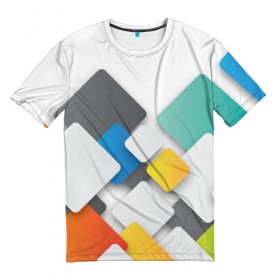 Мужская футболка 3D с принтом Цветные квадраты , 100% полиэфир | прямой крой, круглый вырез горловины, длина до линии бедер | Тематика изображения на принте: squares | квадраты | прямоугольники | текстуры