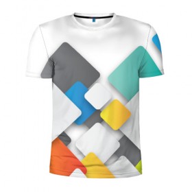 Мужская футболка 3D спортивная с принтом Цветные квадраты , 100% полиэстер с улучшенными характеристиками | приталенный силуэт, круглая горловина, широкие плечи, сужается к линии бедра | Тематика изображения на принте: squares | квадраты | прямоугольники | текстуры