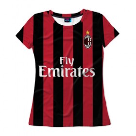 Женская футболка 3D с принтом Милан , 100% полиэфир ( синтетическое хлопкоподобное полотно) | прямой крой, круглый вырез горловины, длина до линии бедер | champions | italy | league | milan | италия | лига | милан | чемпионов