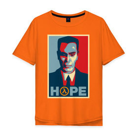 Мужская футболка хлопок Oversize с принтом G-Man Hope , 100% хлопок | свободный крой, круглый ворот, “спинка” длиннее передней части | g man | gman | half life | halflife | hl | г мэн | лайф | халва | халф | халфлайф