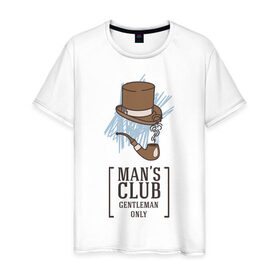 Мужская футболка хлопок с принтом Gentleman only , 100% хлопок | прямой крой, круглый вырез горловины, длина до линии бедер, слегка спущенное плечо. | 