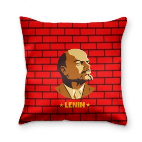 Подушка 3D с принтом Ленин , наволочка – 100% полиэстер, наполнитель – холлофайбер (легкий наполнитель, не вызывает аллергию). | состоит из подушки и наволочки. Наволочка на молнии, легко снимается для стирки | 