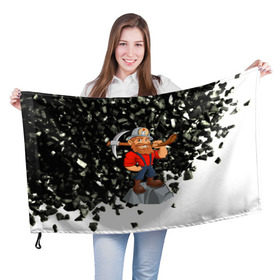 Флаг 3D с принтом Шахтёр , 100% полиэстер | плотность ткани — 95 г/м2, размер — 67 х 109 см. Принт наносится с одной стороны | профессии | уголь | шахта | шахтёр