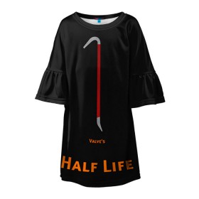Детское платье 3D с принтом Half-Life , 100% полиэстер | прямой силуэт, чуть расширенный к низу. Круглая горловина, на рукавах — воланы | freeman | gordon | half | halflife | hl | life | гордон | лайф | фримен | халва | халф | халфлайф | халява