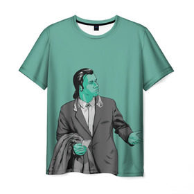 Мужская футболка 3D с принтом Недоумевающий Винсент , 100% полиэфир | прямой крой, круглый вырез горловины, длина до линии бедер | pulp fiction | винсент вега | квентин | криминальное чтиво | мия уоллес | тарантино