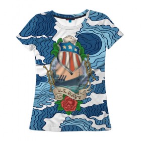 Женская футболка 3D с принтом U.S.Navy , 100% полиэфир ( синтетическое хлопкоподобное полотно) | прямой крой, круглый вырез горловины, длина до линии бедер | Тематика изображения на принте: 3d | blue | брызги | вмф | вода | военный | волны | исторический | капли | корабль | лето | море | моряк | океан | природа | фрегат | шторм