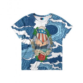 Детская футболка 3D с принтом U.S.Navy , 100% гипоаллергенный полиэфир | прямой крой, круглый вырез горловины, длина до линии бедер, чуть спущенное плечо, ткань немного тянется | 3d | blue | брызги | вмф | вода | военный | волны | исторический | капли | корабль | лето | море | моряк | океан | природа | фрегат | шторм