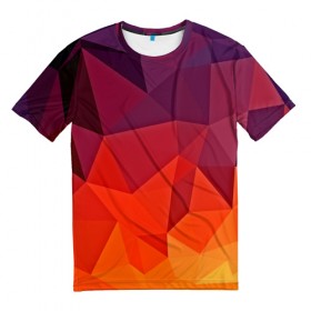 Мужская футболка 3D с принтом Geometric , 100% полиэфир | прямой крой, круглый вырез горловины, длина до линии бедер | Тематика изображения на принте: abstract | abstraction | color | geometry | mirror | polygon | абстракция | геометрия | грани | линии | полигоны | сочетания | треугольники