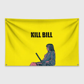 Флаг-баннер с принтом Убить Билла , 100% полиэстер | размер 67 х 109 см, плотность ткани — 95 г/м2; по краям флага есть четыре люверса для крепления | kill bill | катана | квентин | меч | невеста | тарантино | ума турман