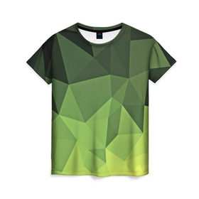 Женская футболка 3D с принтом Хаки геометрия , 100% полиэфир ( синтетическое хлопкоподобное полотно) | прямой крой, круглый вырез горловины, длина до линии бедер | зеленый | полигоны