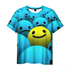 Мужская футболка 3D с принтом Сохраняй оптимизм , 100% полиэфир | прямой крой, круглый вырез горловины, длина до линии бедер | настроение | оптимизм | позитив | смайл | смайлик