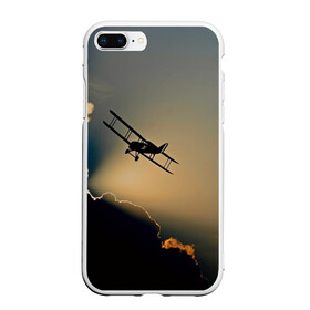 Чехол для iPhone 7Plus/8 Plus матовый с принтом Покоритель небес , Силикон | Область печати: задняя сторона чехла, без боковых панелей | закат | кукурузник | небо | облака | самолёт | силуэт