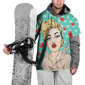 Накидка на куртку 3D с принтом Pop Art , 100% полиэстер |  | горошек | губы | девушка | кружочки | поп арт | поцелуй | сердечки | текстура