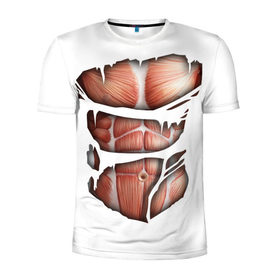 Мужская футболка 3D спортивная с принтом Человек без кожи , 100% полиэстер с улучшенными характеристиками | приталенный силуэт, круглая горловина, широкие плечи, сужается к линии бедра | кожа | креатив | мода | мышцы | раны | рваная | стиль