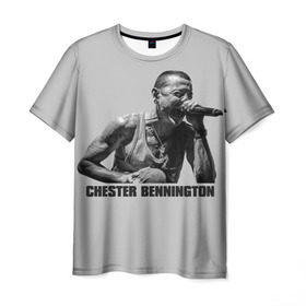 Мужская футболка 3D с принтом Честер Беннингтон , 100% полиэфир | прямой крой, круглый вырез горловины, длина до линии бедер | bennington | chester | linkin | park | rip | беннингтон | рок | честер
